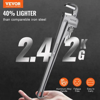 Produktbild von Aluminium-Rohrzange, gerade, 24 Zoll, verstellbar, CRV-Backen