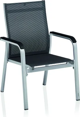 Produktbild von KETTLER Basic Plus Premium Stapelsessel, silber/ Lakritz, Aluminium/Serge Ferrari Textilen
