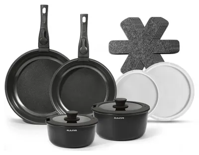 Zdjęcie produktu dla Zestaw ceramicznych garnków, 14-elementowy, z odpinanym uchwytem, z powłoką nieprzywierającą, do użytku na wszystkich rodzajach kuchenek, w tym indukcyjnych, oraz do pieczenia w piekarniku, kolor: ciemnoszary
