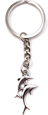 Produktbild von Onwomania Schlüsselanhänger Keychain Silber Metall 2 Defline Springend Fische Meer