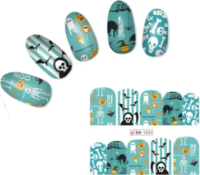 Produktbild von Tattoo Nail Halloween Totenköpfe Kürbis Aufkleber Nagel Sticker