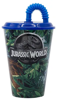 Image de Jurassic World Gobelet pour enfants réutilisable avec couvercle et paille 430 ml BPA free