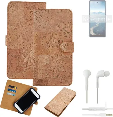 Produktbild von K-S-Trade Hülle kompatibel mit BQ Mobile BQ-6868L Wide + in ear Kopfhörer Kork Handyhülle Cover  Schutzhülle TPU Case Bumper in Hellbraun, (1x)