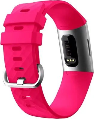 Image de CHPN – Bracelet compatible avec Fitbit – Bracelet pour montre connectée – Compatible avec Fitbit Charge 3 – Taille S – Bracelet de montre – Silicone – Rose vif – Bracelet – Unisexe
