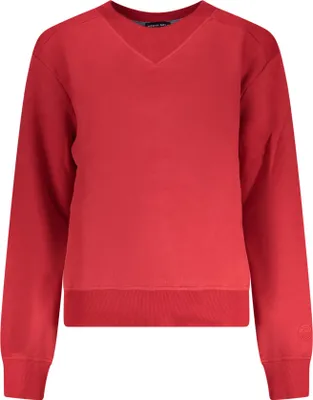 Image de Pull pour femme : sweat-shirt rouge doublé à col rond avec broderie