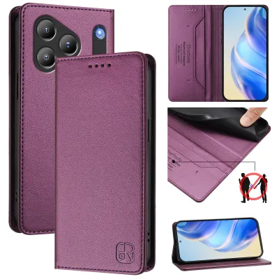Produktbild von Lederhülle für Blackview Wave 7C Hülle Flip Brieftasche Kartenfächern Ständer Schutzhülle Lila