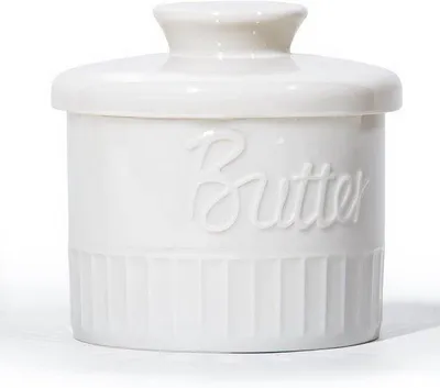 Produktbild von Keramik Butterdose mit Wasserbasis - Porzellanbutterbehälter für frische und streichfähige Butter