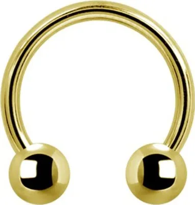 Produktbild von Karisma Edelstahl Gold Hufeisen Intimpiercing Septum Lippe Kugel 3mm Kugeln Stärke 1,2mm - 10.0 Millimeter