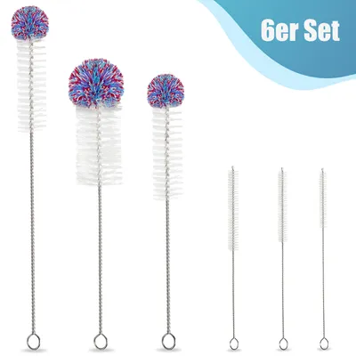 Produktbild von Villkin Flaschenbürsten-Set - 6 Stück– Perfekte Reinigung für Flaschen, Gläser & Kaffeevollautomaten | Extra schonend & spülmaschinenfest