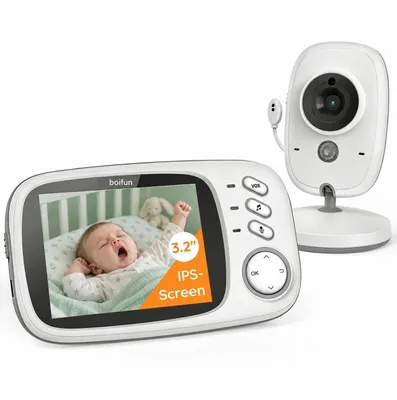 Productafbeelding van Babyfoon met camera, 3,2 inch beeldscherm, babyfoon met temperatuurregeling, tweewegcommunicatie, slaapliedjes, VOX-functie, nachtzicht, slaapliedjes