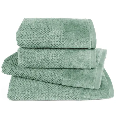 Produktbild von Pure Label 4-TLG Handtücher Set mit Aufhängeschlaufen aus Baumwolle, saugstark und weich - 2xBadetuch 70x140 cm 2xHandtuch 50x100cm, Grün