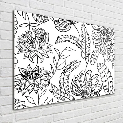 Produktbild von Tulup® Glas-Bild - 100 x 70 - Wandbild aus Glas - Wandkunst - Wandbild hinter gehärtetem Sicherheitsglas - Blumen & Pflanzen - Blumenmuster - Schwarzweiß