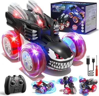 Produktbild von Ferngesteuertes Auto, RC Monster Truck Fernbedienung mit LED-Leuchten, 360° Drehbarer Spielzeugauto, 2,4 GHz Spielzeug für Kinder ab 3-10 Jahre
