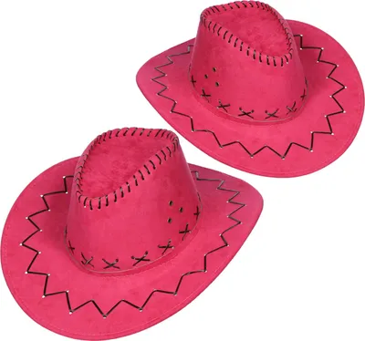 Produktbild von com-four® 2-teiliges Hut Set für Cowboys - Westernhut in pink - Kopfbedeckung für Cowgirls zu Karneval, Fasching, Halloween, Mottopartys - Lady-Cowboyhut