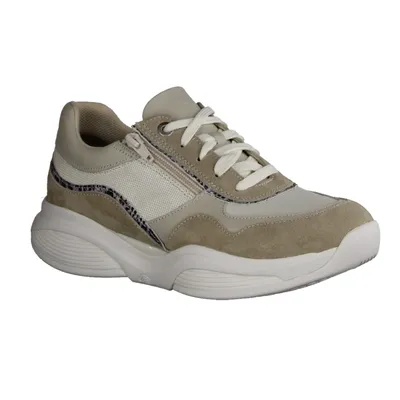 Produktbild von Xsensible SWX11 Damen Sneaker Abrollschuh Sand Combi (Beige) Leder, Stretchleder - Damenschuhe Bequeme Schnürschuhe, Beige, leder