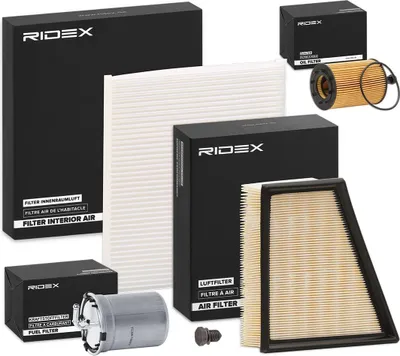 Produktbild von RIDEX Filterset Inspektionspaket Filtersatz für VW POLO (9N) für SKODA Fabia II Schrägheck (542) Fabia II Combi (545) für SEAT Ibiza III Schrägheck