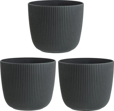 Produktbild von 3 x Blumentopf mit Drainagesystem Pflanzkübel Rund Ø 29 cm Anthrazit