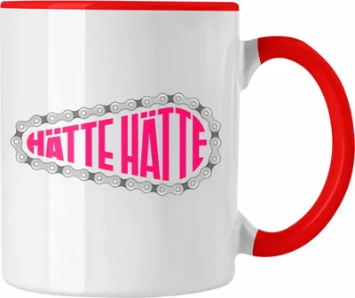 Produktbild von Trendation - Hätte Hätte Fahrradkette Tasse Geschenk Frauen Radfahrerin Fahrradfahrerin Bikerin Geschenkidee Spruch Lustig Geburtstag (Rot)