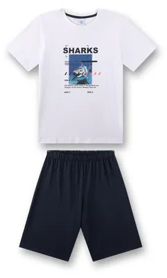 Produktbild von Sanetta Jungen-Schlafanzug weiß | Gemütlicher Kinderpyjama