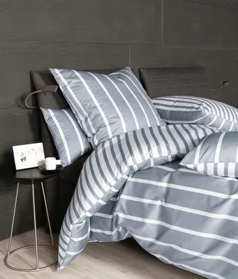 Produktbild von Janine Design Mako-Satin-Bettwäsche-Garnitur 39028 modernclassic Farbe platin Größe 155x200+80x80