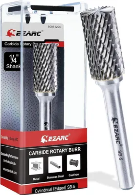 Produktbild von EZARC SB-5 Hartmetall Frässtifte 1/4-Zoll Schaft - Doppelschnitt Zylinderendschnitt
