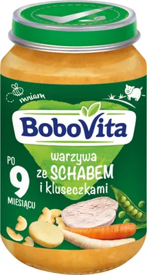 Zdjęcie produktu dla BoboVita Warzywa ze schabem i kluseczkami po 9 miesiącu 190 g