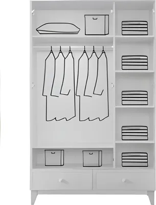 Produktbild von Kinderzimmer Weiß Modern Garnitur Kleiderschrank Kommode neu