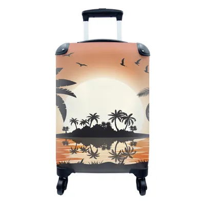 Produktbild von MuchoWow® Koffer Handgepäck Trolley Rollkoffer Kleine Reisekoffer mit 4 Rollen - Sonne - Insel - Meer - Cabin Size < 55x40x23 cm & 55x40x20 cm - Fotokoffer - Kabinenkoffer - Boardgepäck - Reise-Box - Reisekoffer - Reisegepäck - Koffer mit Bild - Trolley für Kinder