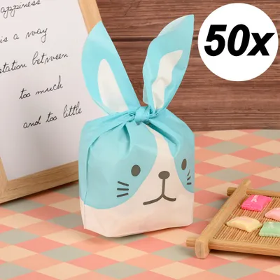 Produktbild von 50 PCS Happy Treat Handout Taschen - Plastiktüten - Handout Taschen - Geschenktüten - Geschenktüten - Kinderbehandlung - Treat Taschen - Größe 13,5 x 22 cm - Farbe Blau - Decopatent