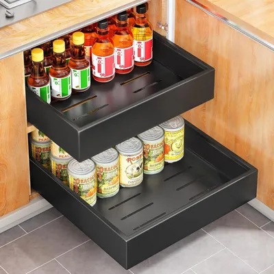 Obrázok produktu pre Výsuvný organizér do skrine, výsuvná zásuvka, 30 cm Š x 43 cm H x 9 cm V, do kuchynskej skrinky, bez vŕtania