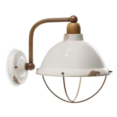 Produktbild von Industrielles Eisen und Vintage-Keramik-Wandleuchte Weiß 1 Licht E14