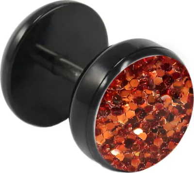 Produktbild von Fake Plug Ohrstecker schwarz Glitterline in verschiedenen Farben und Größen Farbe - Hellbraun Größe - 8 mm