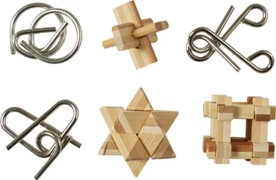 Produktbild von 6er-Set Puzzles aus Holz und Metall