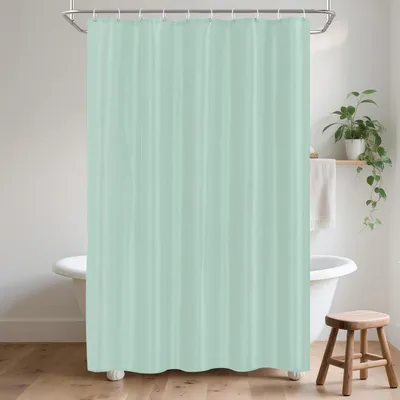 Produktbild von Duschvorhang aus Polyestergewebe, 150 x 200 cm, schimmelresistent, wasserdicht und waschbar, mit 10 Haken, grün