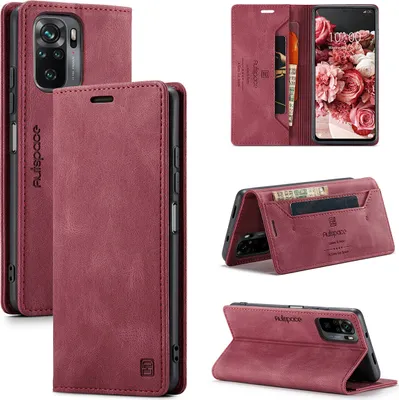 Obrázek produktu pro Redmi Note 10 4G Pouzdro, RetroPolyuretanKožené Pouzdro, Stojánek a Ochranné Pouzdro pro Xiaomi Redmi Note 10 4G / Note 10S červené
