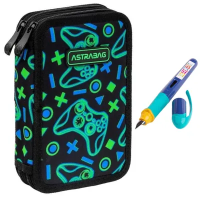 Produktbild von Goldkids - Federmäppchen 2 Fächer - Mäppchen für Mädchen und Jungen - Federmappe 2-Fach Federtasche Gefüllte Schüleretui Schulmäppchen und Füller-Game