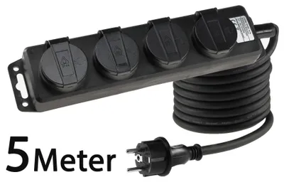 Produktbild von Gartensteckdosenleiste für Außen 4-fach IP44 H07RN-F 3G1,5mm² Zuleitung 5m
