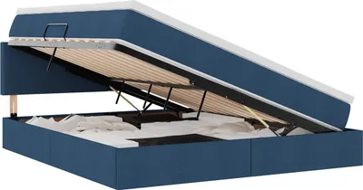 Obrázek produktu pro vidaXL Úložná postel s matrací modrá 180 x 200 cm materiál na bázi dřeva