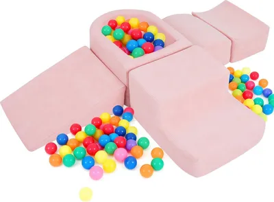 Produktbild von Kletterblock-Set aus Schaumstoff mit Bällebad und Cordbezügen