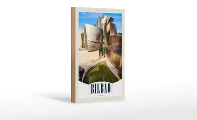 Produktbild von Holzschild Reise 12x18 cm Bilbao Spanien Architektur Europa
