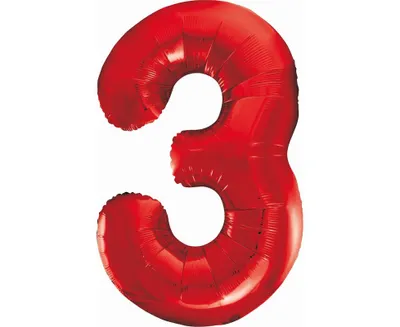 Produktbild von XL Folienballon Zahl 3 rot 85 cm
