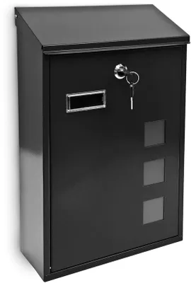 Produktbild von Famanu Briefkasten Metall - ca. 40 x 25 x 10 cm, klein, Wandmontage, modernes Design, schwarz