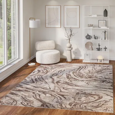Produktbild von Tapiso Teppich COMO Modern Abstrakt Kurzflor Beige Braun 200 x 300 cm