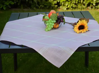 Produktbild von Tischdecke in Leinenoptik MitteldeckeKaromuster Geschenkidee 110 x 110 cm
