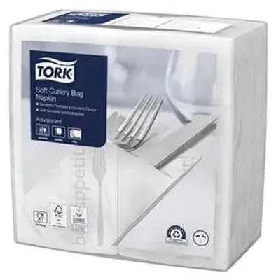 Imagen del producto de TORK 470262 TORK Bestecktaschen Soft Guten Appetit weiß 9,8 x 19,8 cm, 1.200 St.