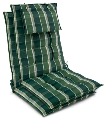 Produktbild von Beautissu 2er Set Sun-HL Hochlehner Auflage 120x50x8cm Grün-Kariert