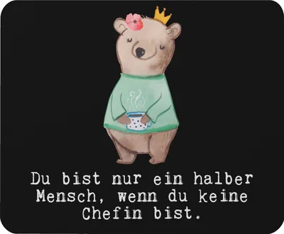 Produktbild von Mr. & Mrs. Panda Mauspad Chefin Herz - Schwarz - Geschenk, Lustig, Führungskraft, computer mousepad, CEO, mousematte, Spruch, Beste, pc mausunterlage, Mouse Pad