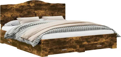 Zdjęcie produktu dla vidaXL Rama łóżka z dębu wędzonego 200 x 200 cm materiał drewnopochodny