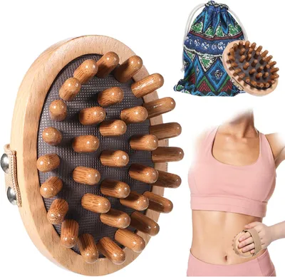 Imagen del producto de Masajeador de madera, con cabezal de meridianos, para cuerpo y cuero cabelludo, unidad individual