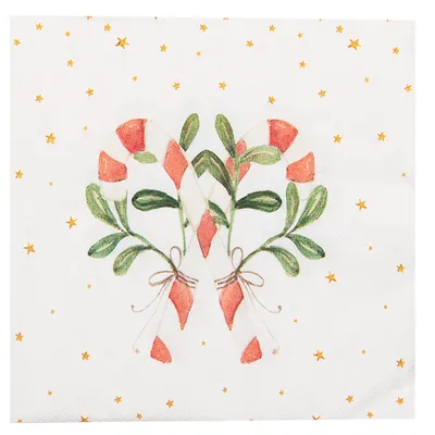 Image de Clayre & Eef Serviettes papier set de 20 33x33 cm (20) blanc rouge papier canne à sucre Noël